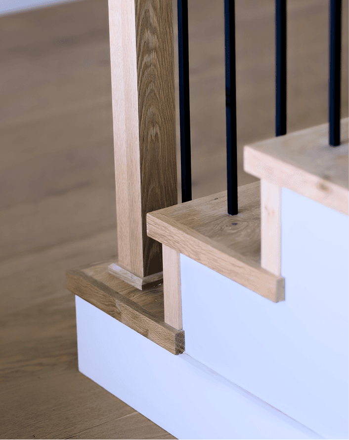 Custom hardwood staircase with clean architectural lines